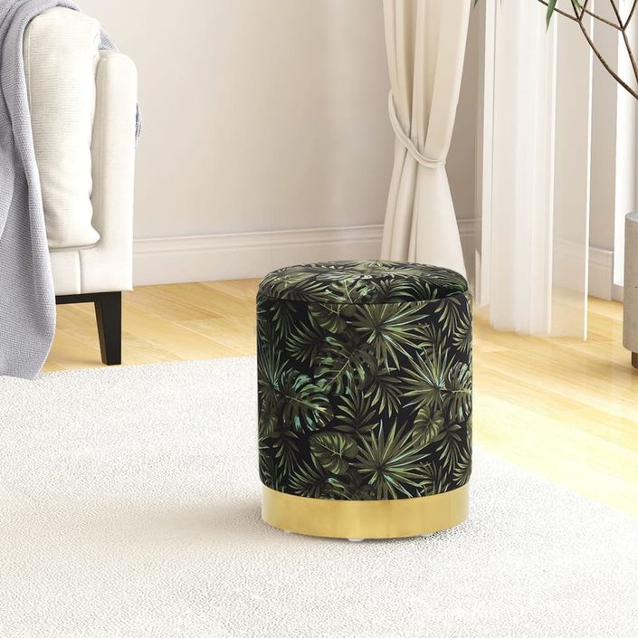 Tabouret de rangement rond Multicolore Tissu - Photo n°1