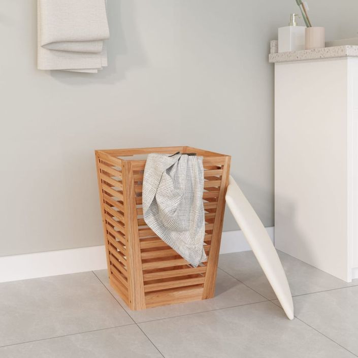 Tabouret de salle de bain 40,5x40,5x56 cm Bois massif de noyer - Photo n°3