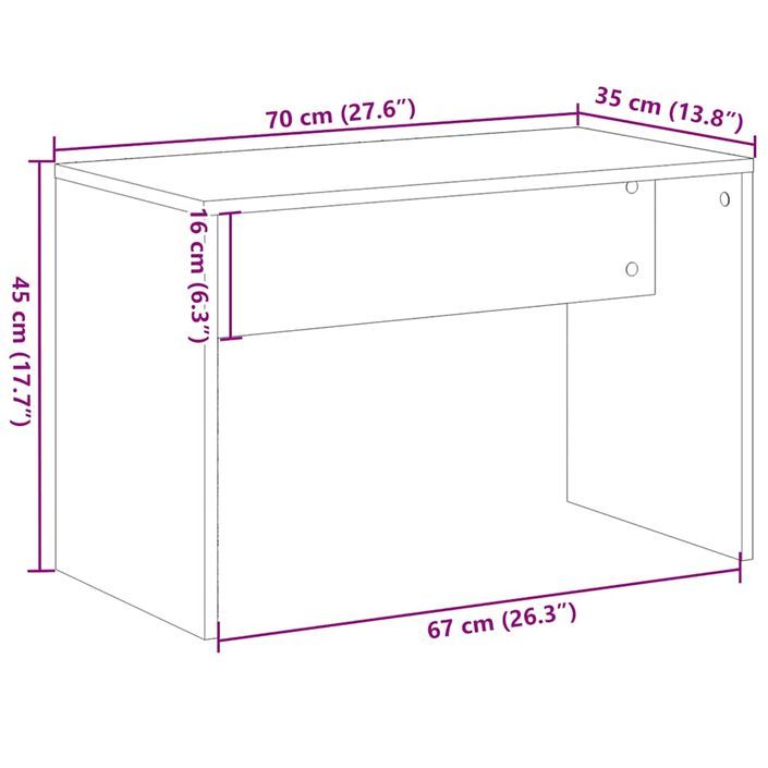 Tabouret de toilette vieux bois 70x35x45 cm bois d'ingénierie - Photo n°8