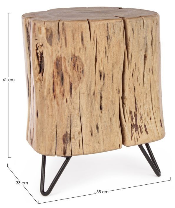 Tabouret en bois d'acacia et pieds en acier Amaly- Lot de 2 - Photo n°3