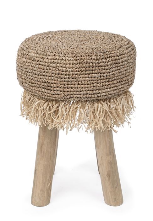 Tabouret en teck avec tissage en sisal Linda - Lot de 2 - Photo n°4