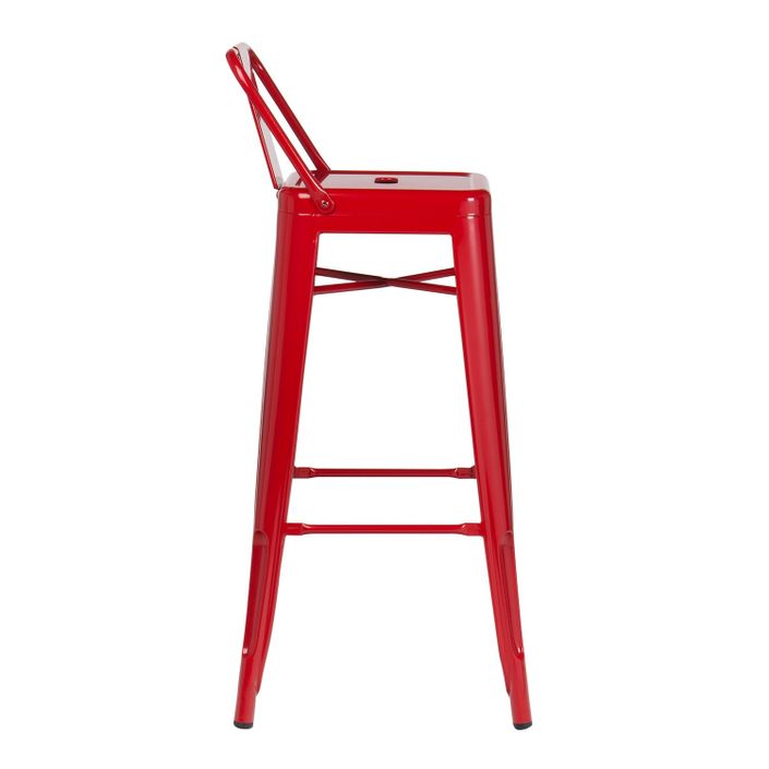 Tabouret industriel avec dossier acier brillant Kontoir 74 cm - Photo n°2