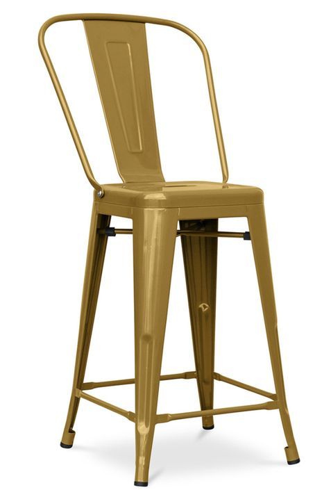 Tabouret industriel avec dossier haut acier brillant Kalax 60 cm - Haut de gamme - Photo n°1