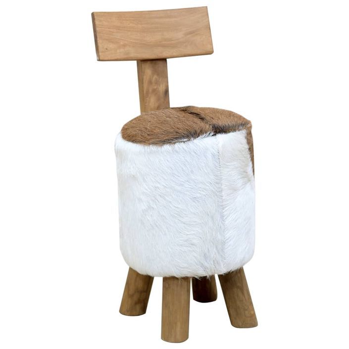 Tabouret Marron Bois de teck solide - Photo n°1