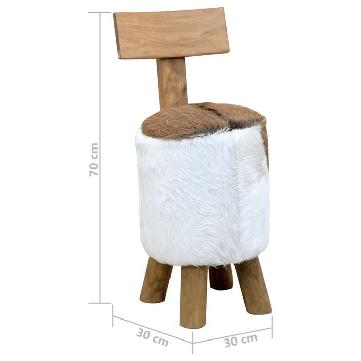 Tabouret Marron Bois de teck solide - Photo n°6