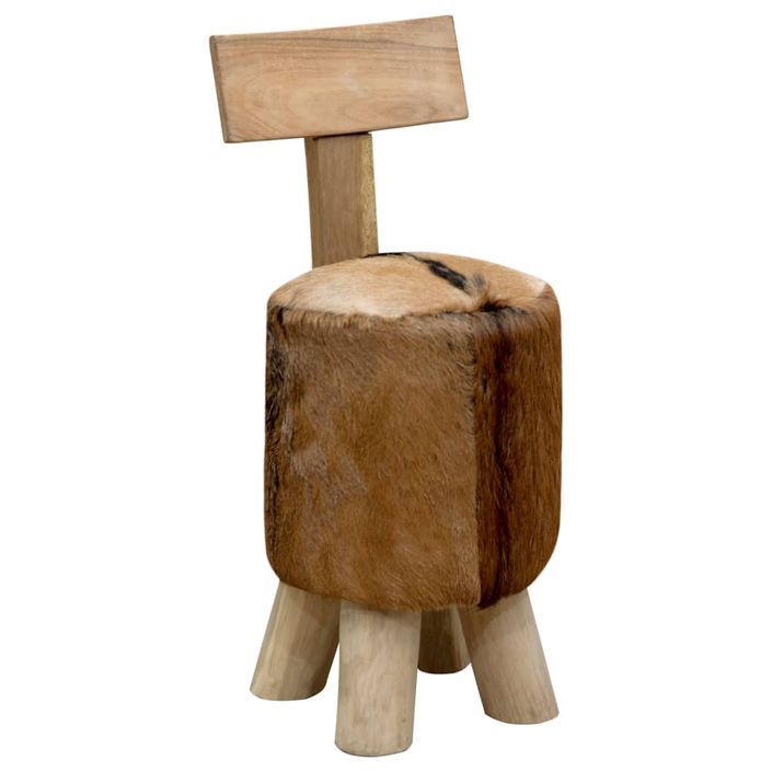 Tabouret Marron Bois de teck solide - Photo n°8