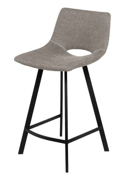 Tabouret moderne tissu avec pieds en métal noir Karane - Photo n°1