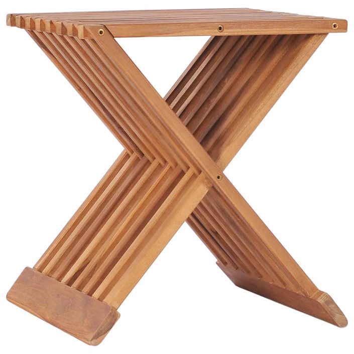 Tabouret pliable 40x32x45 cm Bois de teck solide - Photo n°1