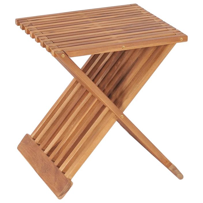 Tabouret pliable 40x32x45 cm Bois de teck solide - Photo n°4