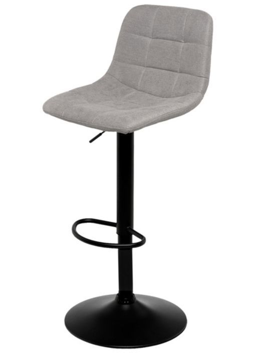 Tabouret relevable et rotatif avec assise tissu et structure métal noir Kasha - Photo n°1