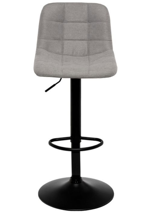 Tabouret relevable et rotatif avec assise tissu et structure métal noir Kasha - Photo n°3