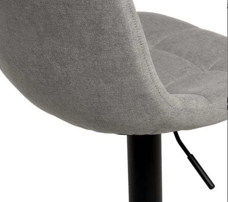 Tabouret relevable et rotatif avec assise tissu et structure métal noir Kasha - Photo n°5