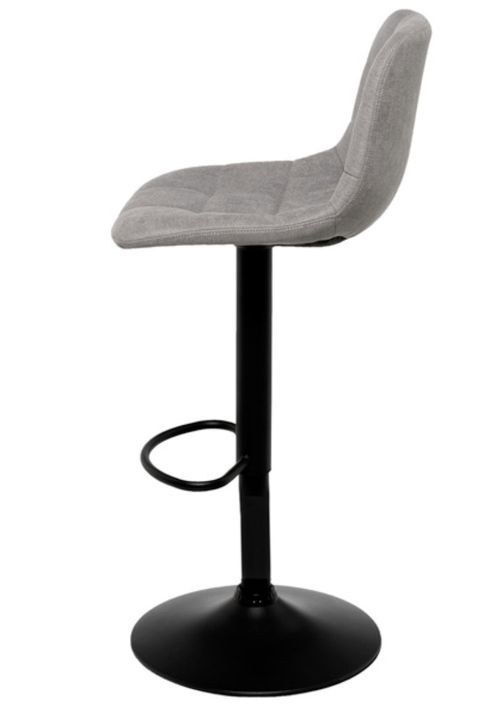 Tabouret relevable et rotatif avec assise tissu et structure métal noir Kasha - Photo n°7