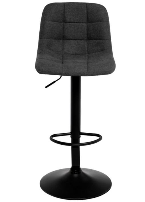 Tabouret relevable et rotatif avec assise tissu et structure métal noir Kasha - Photo n°2