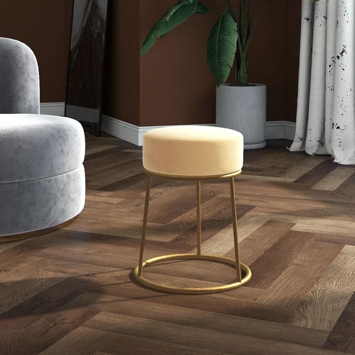 Tabouret rond Abricot Velours - Photo n°1