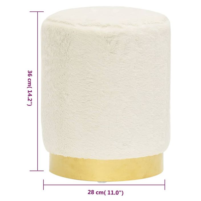 Tabouret rond Blanc Peluche - Photo n°6