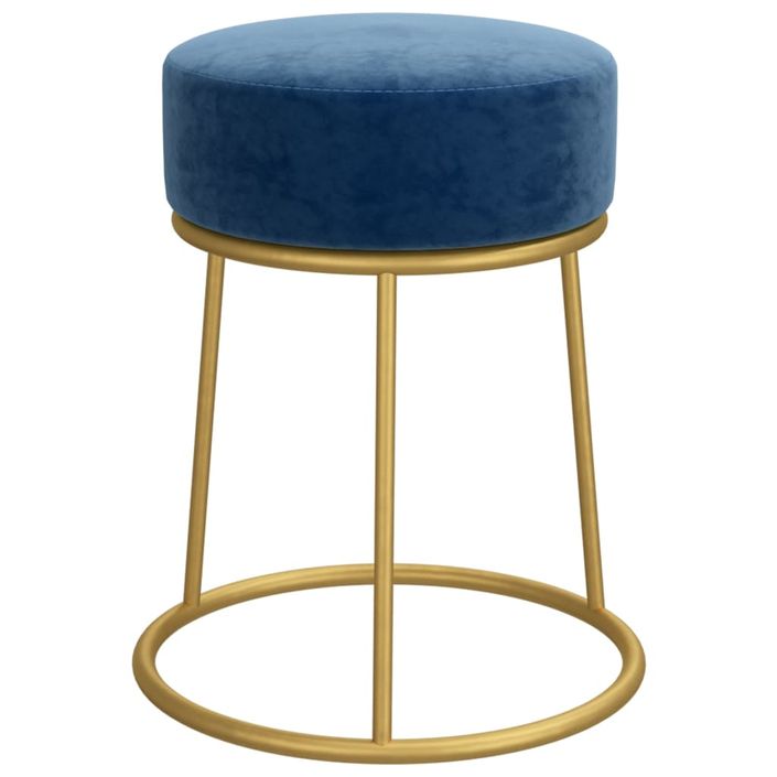 Tabouret rond Bleu Velours - Photo n°2