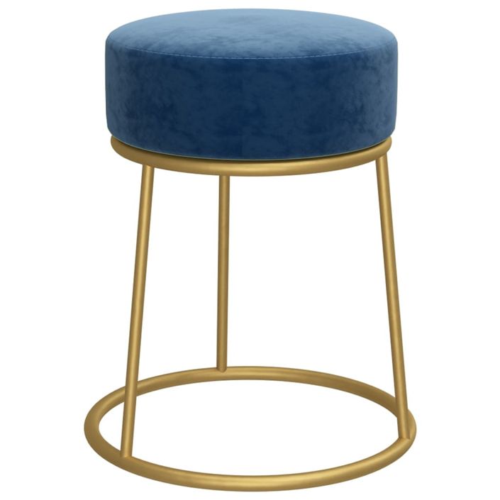 Tabouret rond Bleu Velours - Photo n°3