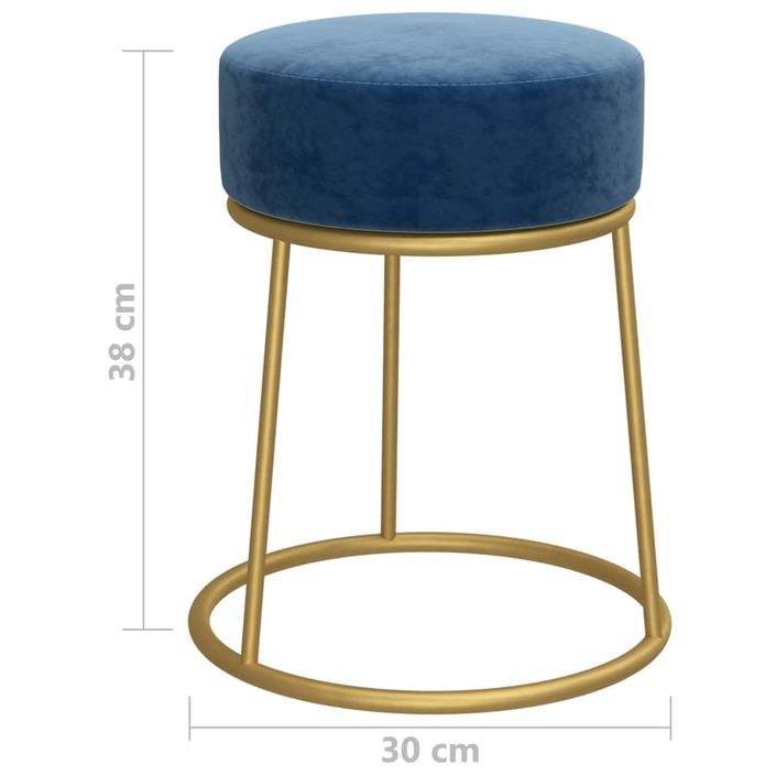 Tabouret rond Bleu Velours - Photo n°6