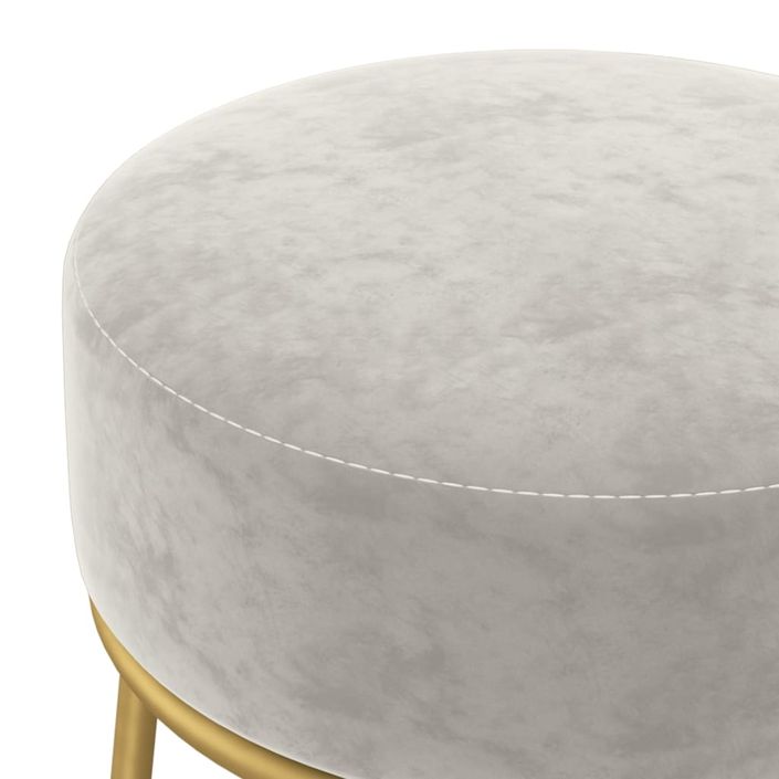 Tabouret rond Gris clair Velours - Photo n°4