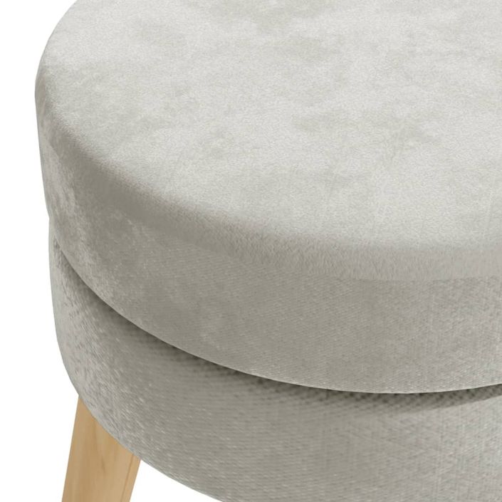 Tabouret rond Gris clair Velours - Photo n°4