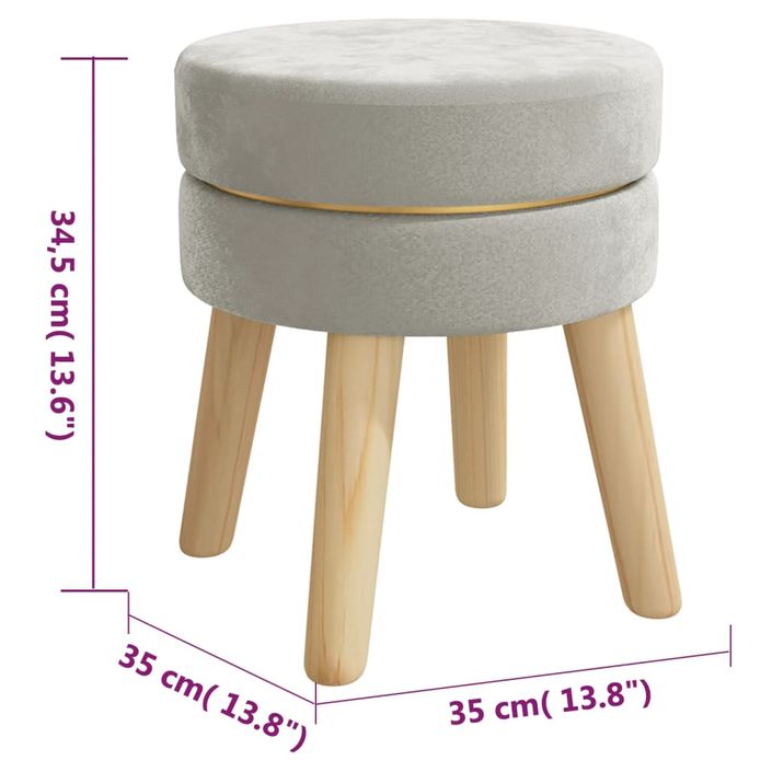 Tabouret rond Gris clair Velours - Photo n°6