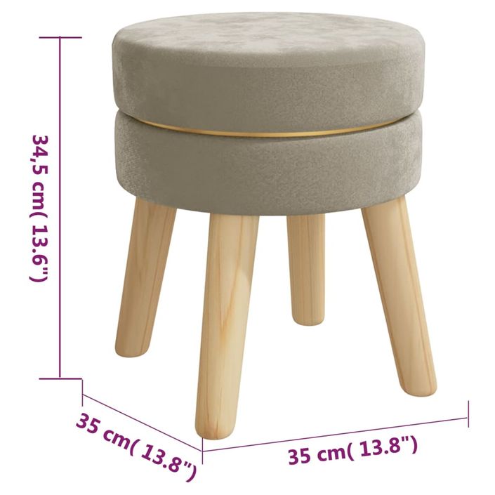 Tabouret rond Gris foncé Velours - Photo n°6