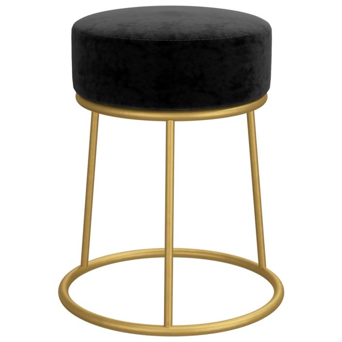 Tabouret rond Noir Velours - Photo n°3