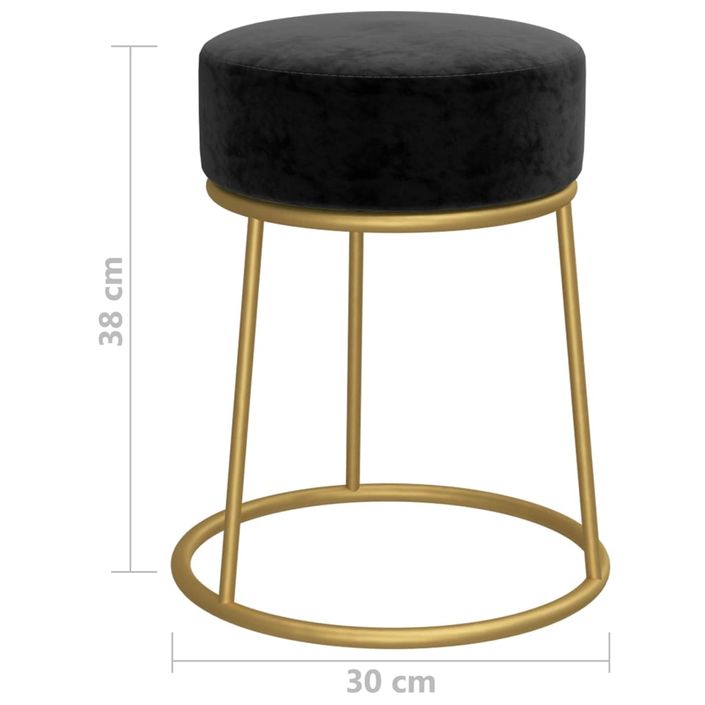 Tabouret rond Noir Velours - Photo n°6