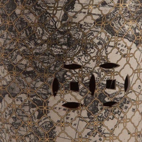 Tabouret rond oriental céramique beige à motif doré Ornella - Photo n°2