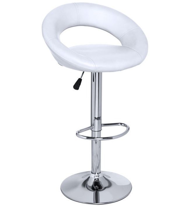 Tabouret similicuir blanc Calora - Lot de 2 - Photo n°1