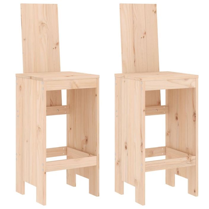 Tabourets de bar 2 pcs 40x42x120 cm bois massif de pin - Photo n°1