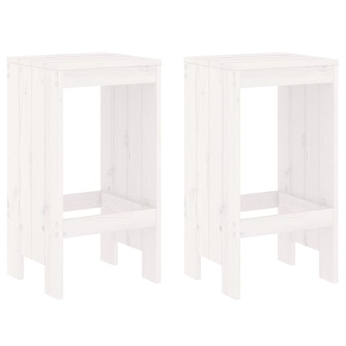 Tabourets de bar 2 pcs blanc 40x36x75 cm bois massif de pin - Photo n°1