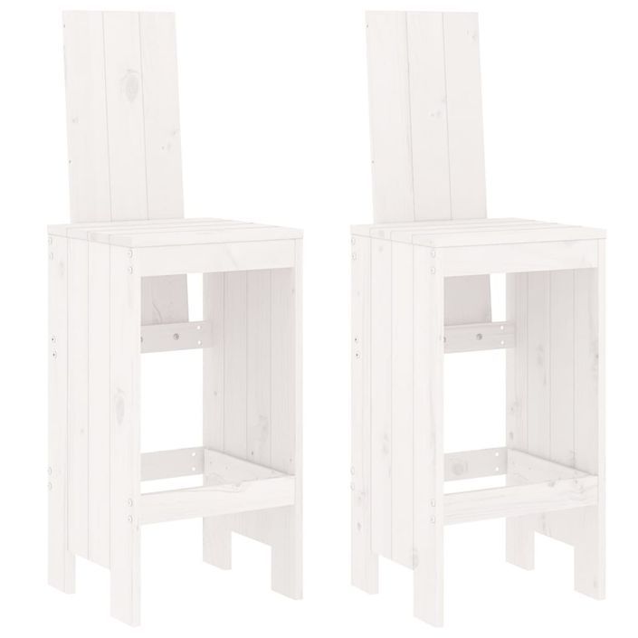 Tabourets de bar 2 pcs blanc 40x42x120 cm bois massif de pin - Photo n°1