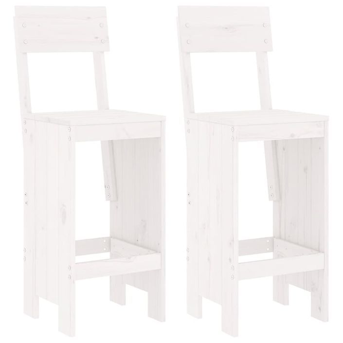 Tabourets de bar 2 pcs blanc 40x48,5x115,5cm bois massif de pin - Photo n°1