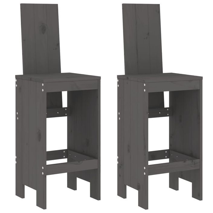 Tabourets de bar 2 pcs gris 40x42x120 cm bois massif de pin - Photo n°1