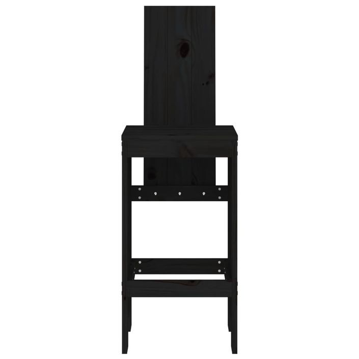 Tabourets de bar 2 pcs noir 40x42x120 cm bois massif de pin - Photo n°4