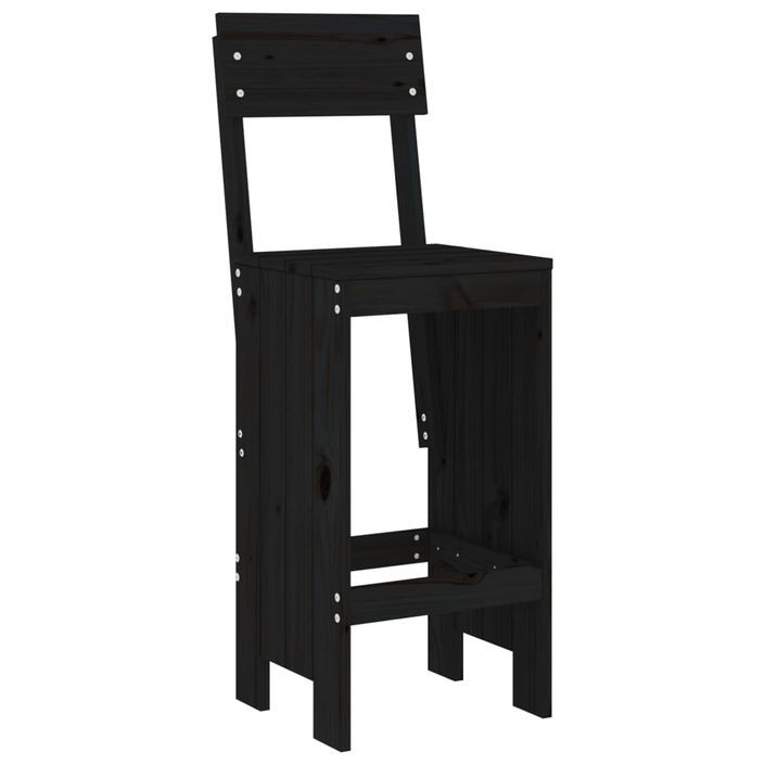 Tabourets de bar 2 pcs noir 40x48,5x115,5 cm bois massif de pin - Photo n°3