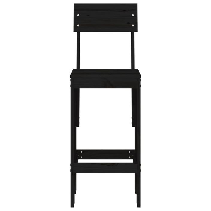 Tabourets de bar 2 pcs noir 40x48,5x115,5 cm bois massif de pin - Photo n°4