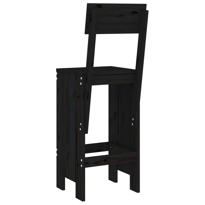 Tabourets de bar 2 pcs noir 40x48,5x115,5 cm bois massif de pin - Photo n°6