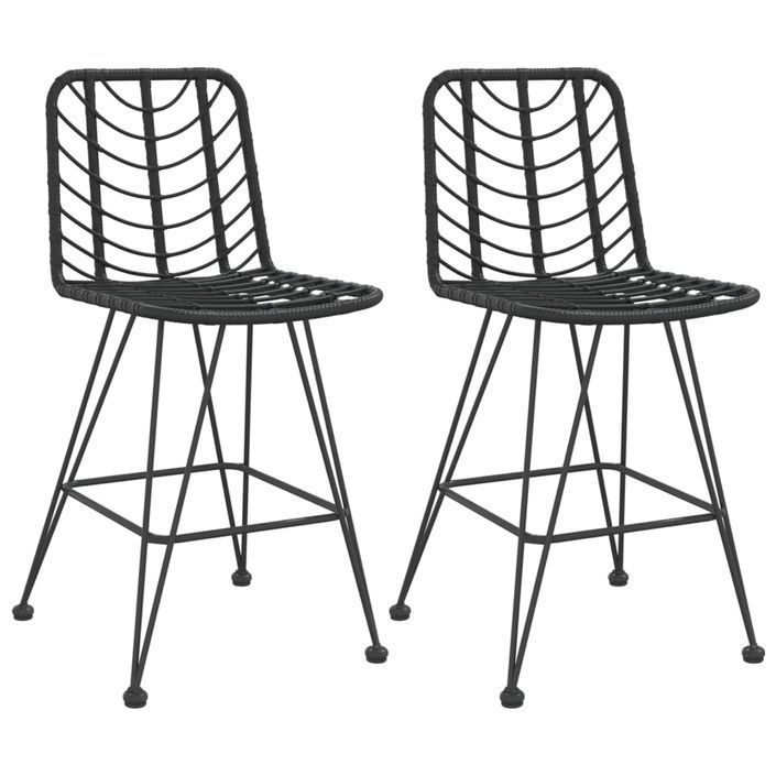 Tabourets de bar 2 pcs Noir 45x56x103,5 cm Résine tressée acier - Photo n°1