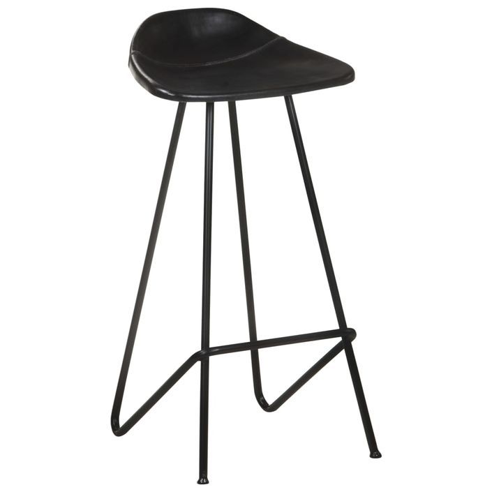 Tabourets de bar 4 pcs Noir Cuir véritable 2 - Photo n°2