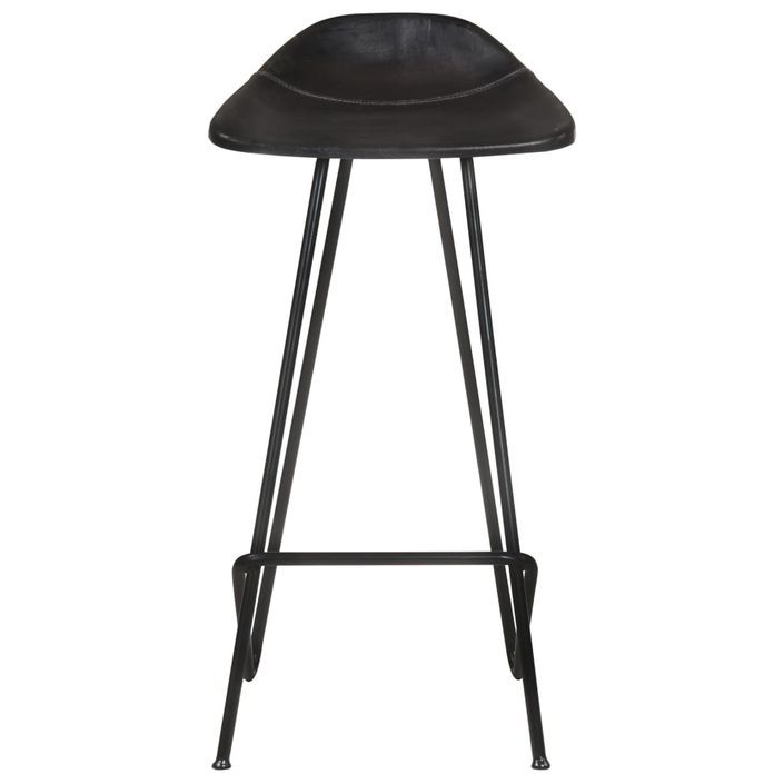 Tabourets de bar 4 pcs Noir Cuir véritable 2 - Photo n°5