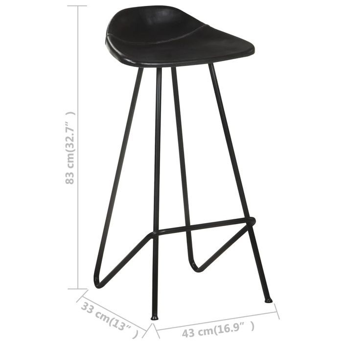 Tabourets de bar 4 pcs Noir Cuir véritable 2 - Photo n°12