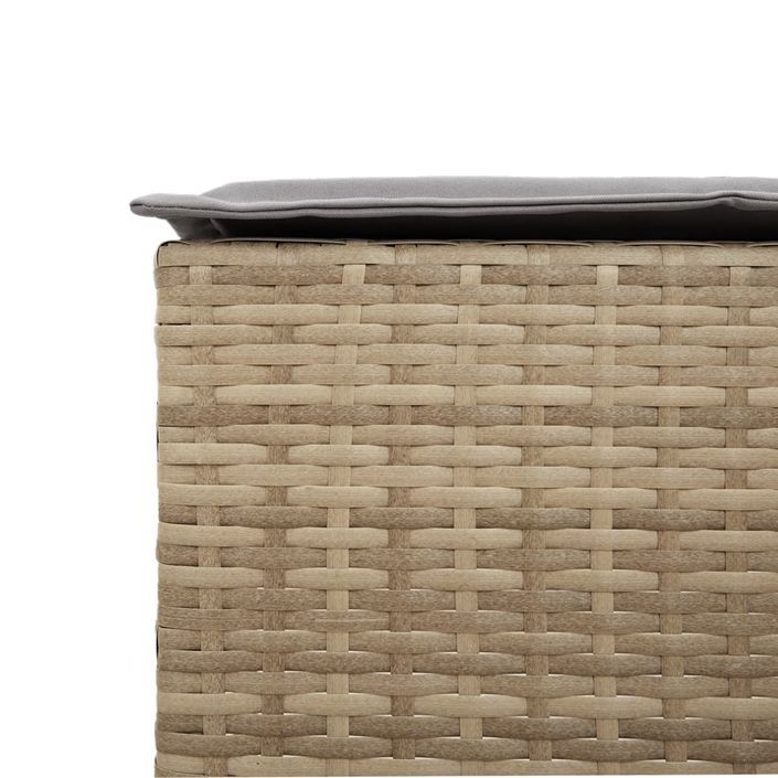 Tabourets de bar jardin avec coussins lot de 2 beige poly rotin - Photo n°8