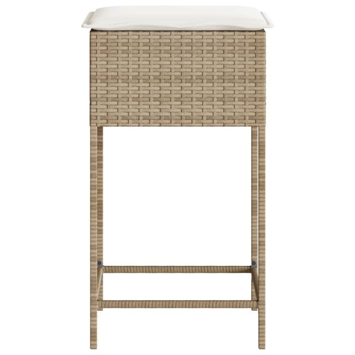 Tabourets de bar jardin avec coussins lot de 2 beige poly rotin - Photo n°6