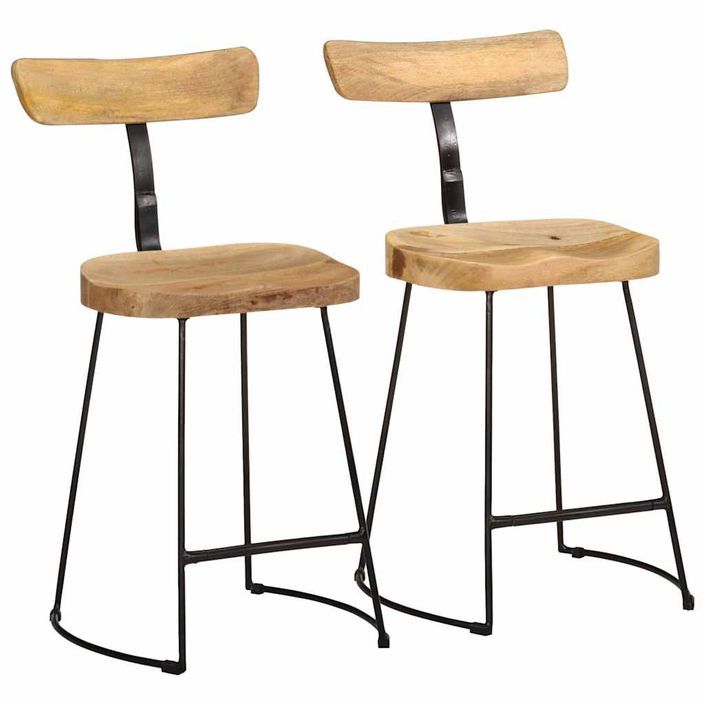 Tabourets de bar lot de 2 49x43x79 cm bois de manguier massif - Photo n°1