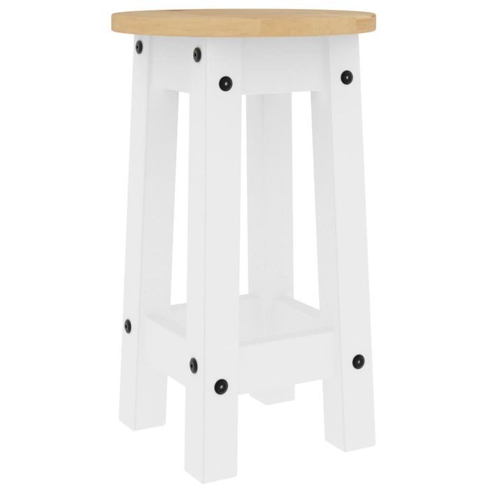 Tabourets de bar lot de 2 blanc bois massif de pin - Photo n°4