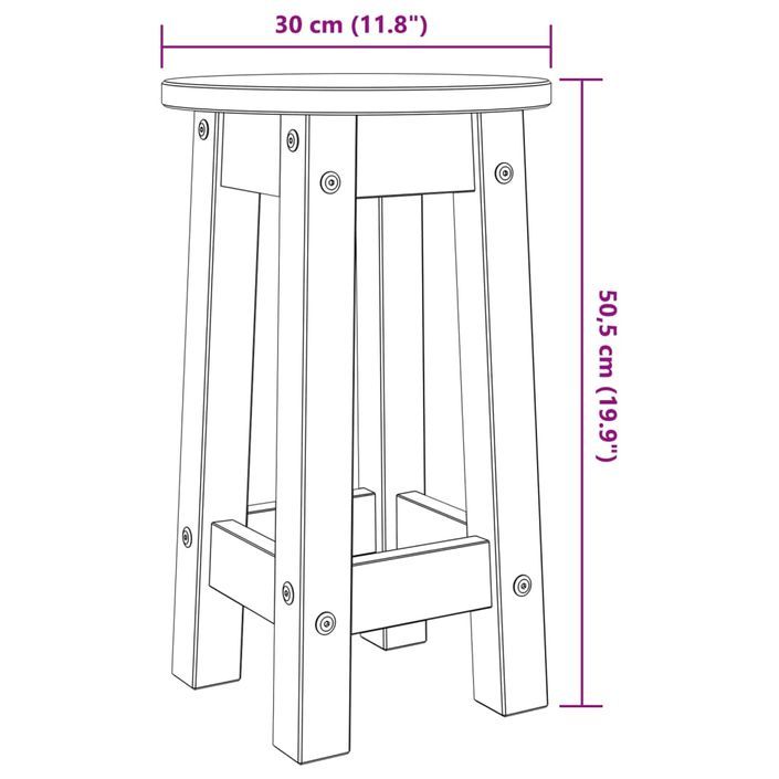 Tabourets de bar lot de 2 bois massif de pin - Photo n°9