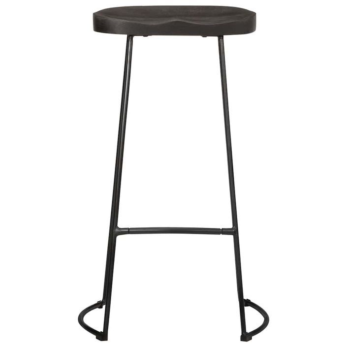 Tabourets de bar lot de 2 noir 45x40x78 cm bois manguier massif - Photo n°2